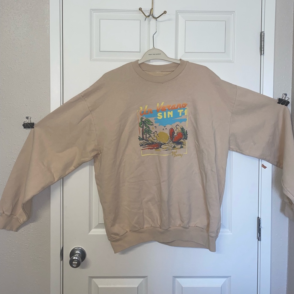 Bad Bunny Un Verano Sin Ti Concert Unisex Beige Sweater Size: XL
